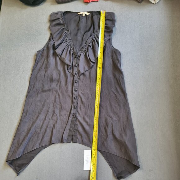 RW&CO Women Deep V Neck Tank Tops Size XS Lotus Ruffle Sleeveless Blouse - Picture 10 of 10